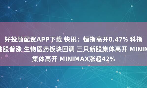 好投顾配资APP下载 快讯：恒指高开0.47% 科指涨0.38% 石油股普涨 生物医药板块回调 三只新股集体高开 MINIMAX涨超42%